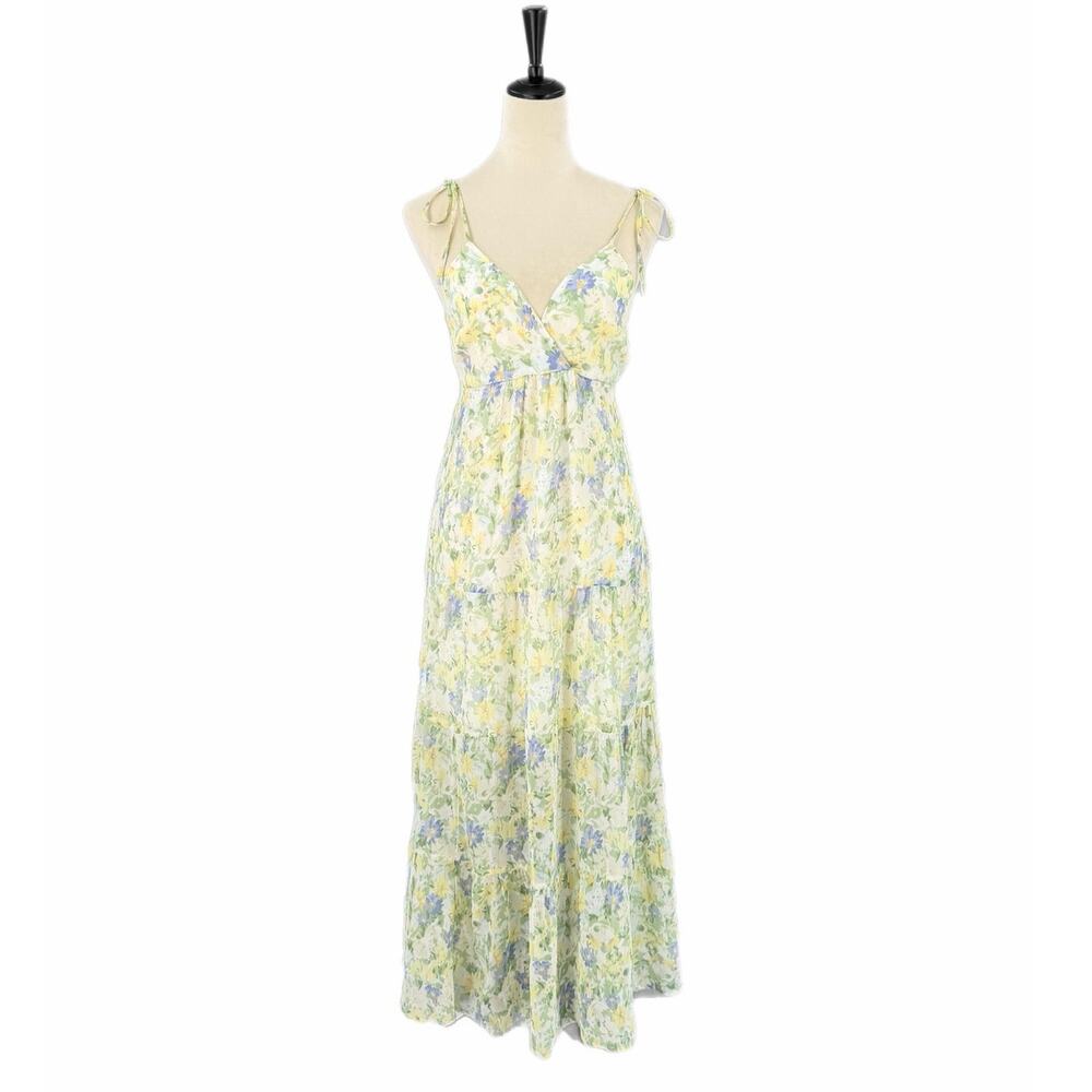 Abercrombie & Fitch Yellow Floral Feminine Fairycore Cocktail Pastel Maxi Dress